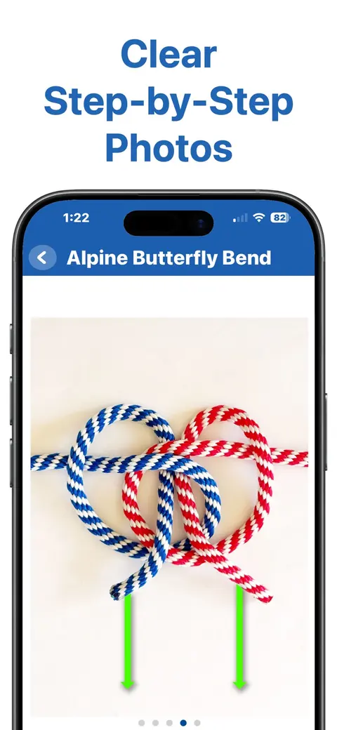 Knot Guide showing the Alpine Butterfly Bend step by step