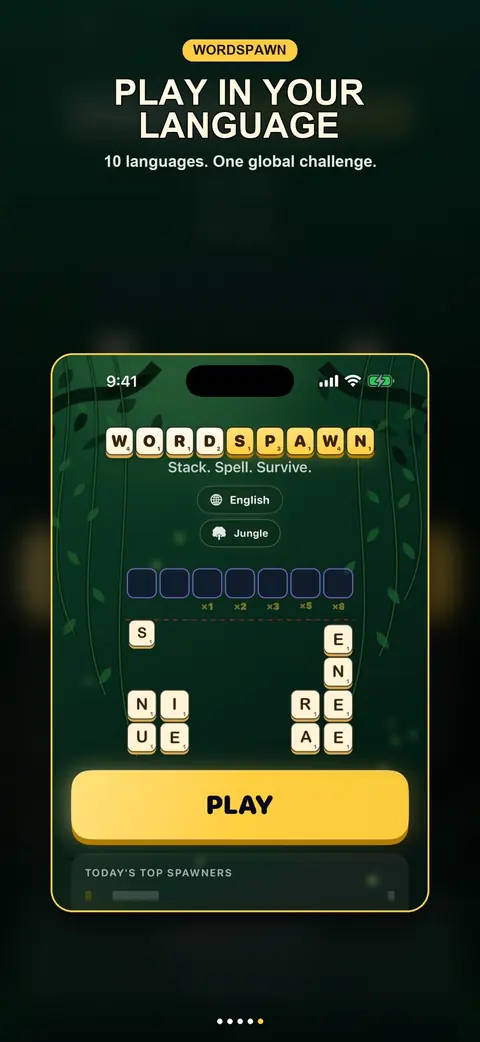 WordSpawn gameplay with letter tiles